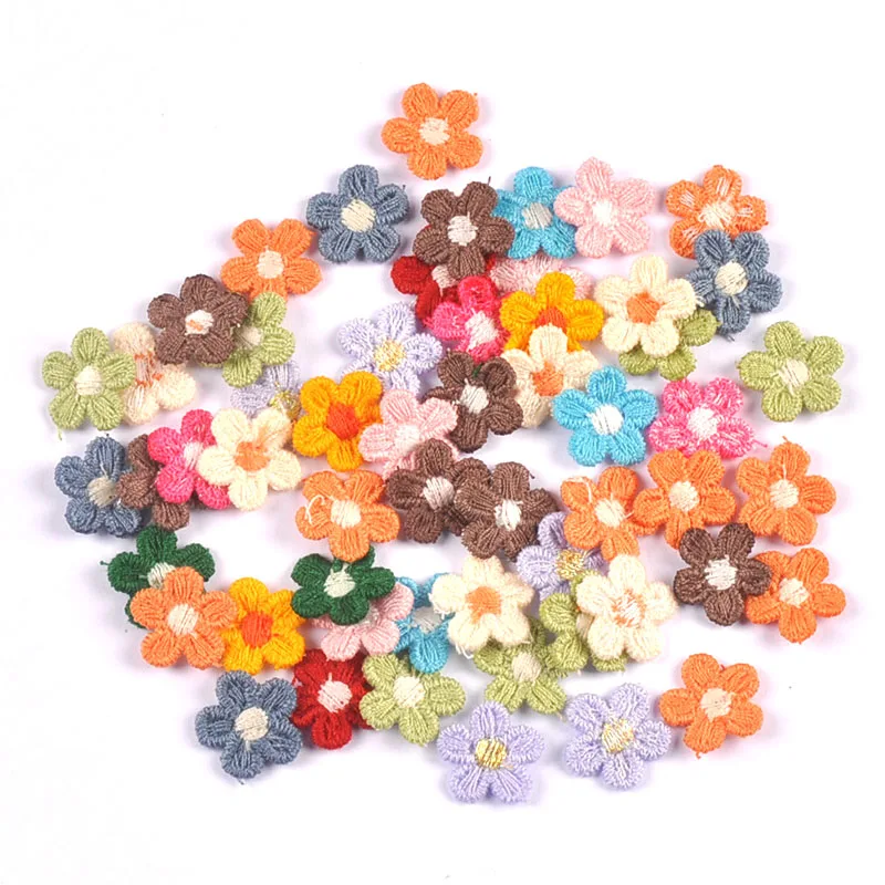 50Pcs Cute Colorful Flower Appliqued DIY Supplies Lace For Wedding Clothing Sewing Accessories Handmade Decorations 1.5cm C3374