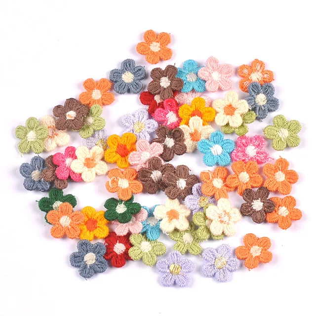 50 sztuk śliczne kolorowe kwiaty aplikacje materiały dla majsterkowiczów koronka na odzież ślubna akcesoria do szycia ręcznie robione dekoracje 1.5cm C3374
