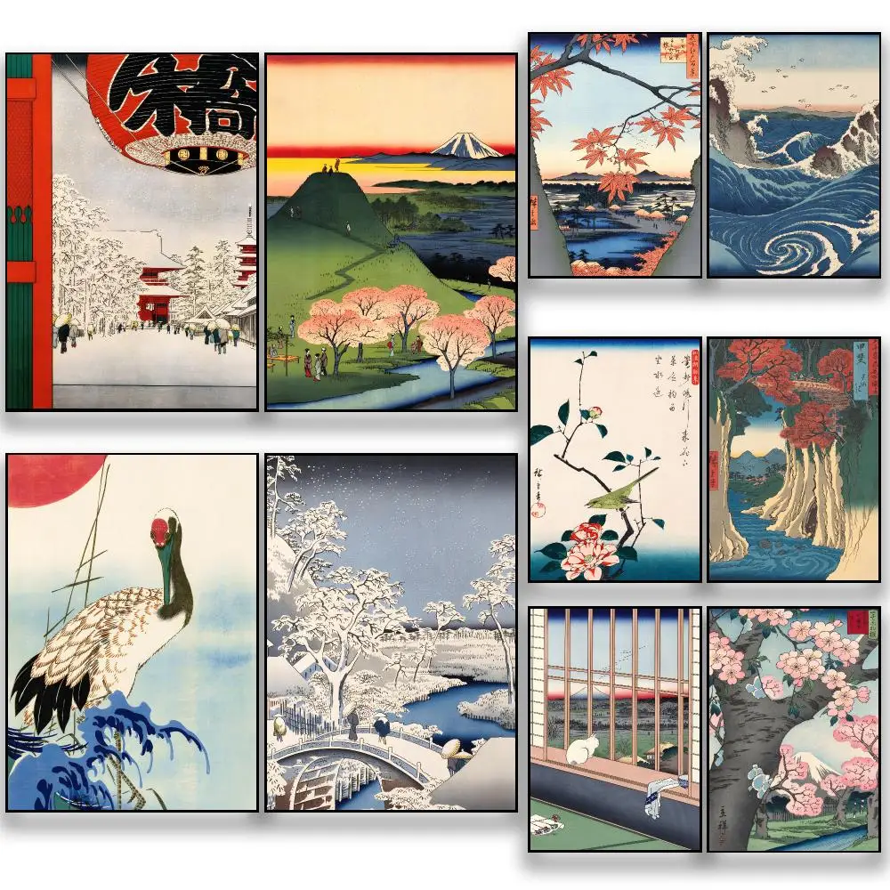 Artist Ukiyoe U-Utagawa Hiroshige Poster HD Removable Wall Art Gift Bedroom Lounge Dorm Office Gaming Cafe Bars