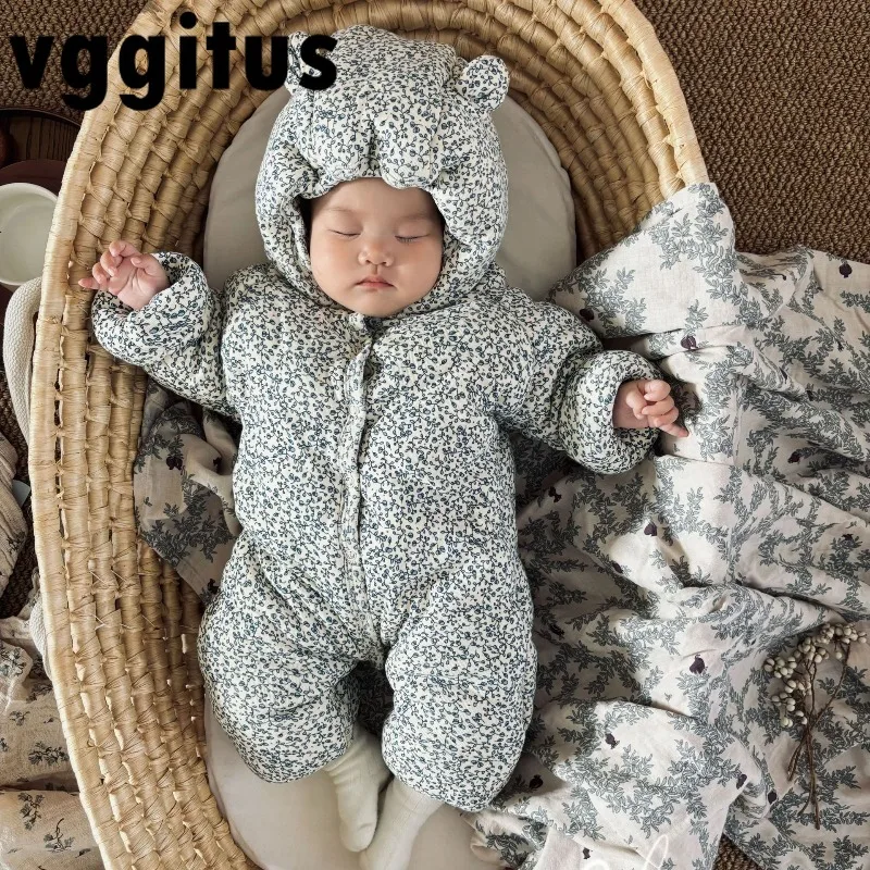 

Зимний комбинезон для маленьких девочек и мальчиков с принтом медвежьих ушей, комбинезон с капюшоном, утепленный флисовый цельный милый теплый комбинезон с длинными рукавами A0788