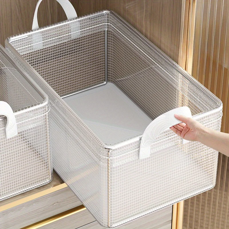 1 Stück Transparente PVC-Aufbewahrungsbox mit Stahlrahmen, Wasserdichter Unterwäsche-Aufbewahrungskorb, Geeignet für Zuhause und Studentenwohnheim – Detail 2