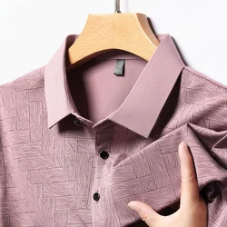 New Men's Business Casual Short Sleeved Shirt Solid Color Polo Shirt Fashionable Breathable Comfortable Versatile Top