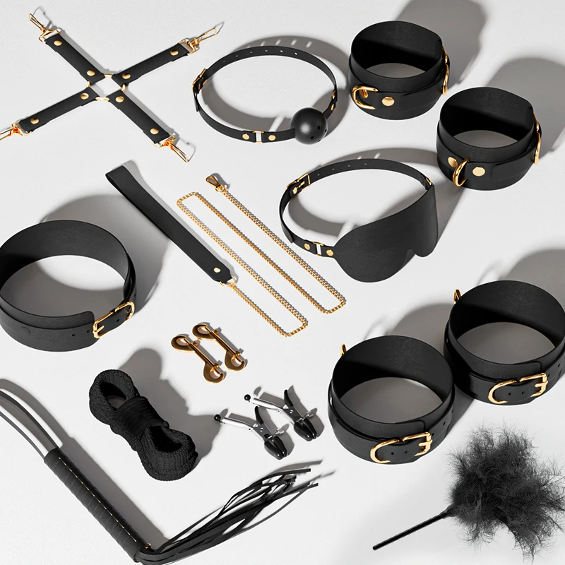 JIUUY Adult SM Sex Products Kits Bondage Gear Collar Butt Oral Erotic Bundle Blindfold Whip Sex BDSM Sex Game for Couples view 4