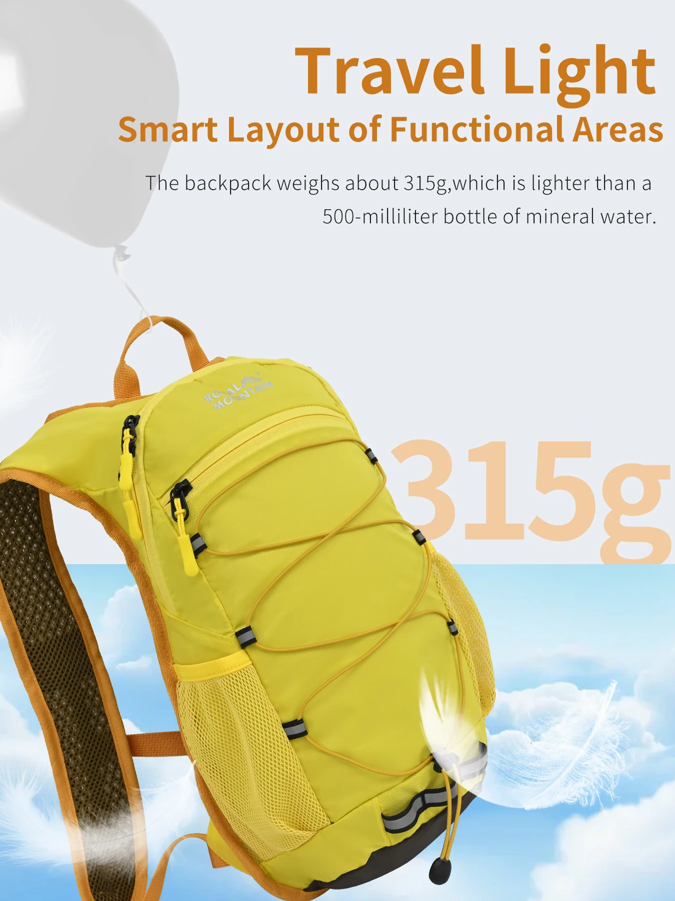 15L leichter Trinkrucksack für Kurzstreckenwanderungen, geeignet für maximal 1,5L Wasserbeutel, wasserabweisendes Gewebe – Detail 6