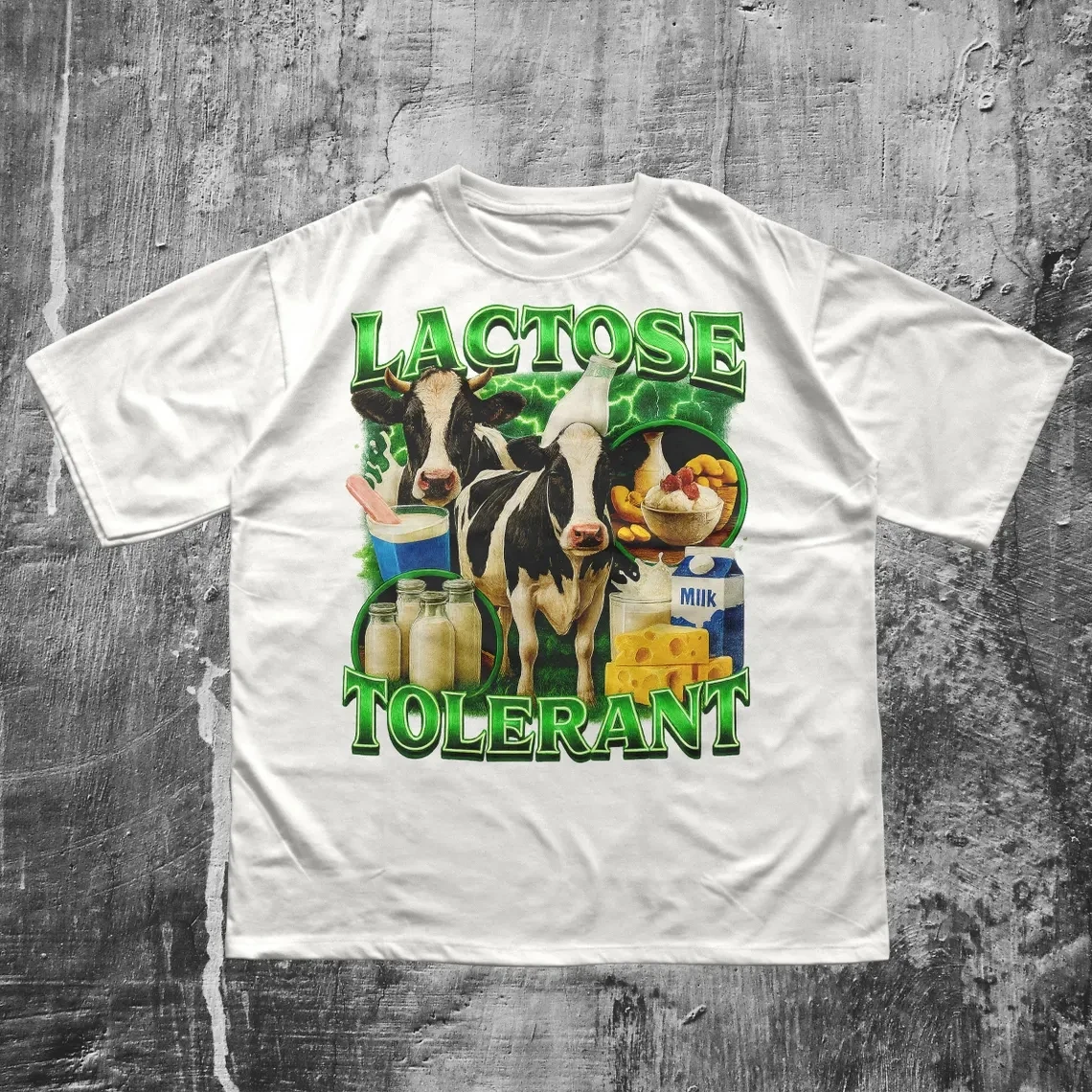 牛乳レディース半袖ストリートパンク半袖ハンサムニュートラル半袖快適ホームスーツレディースサイズTシャツ