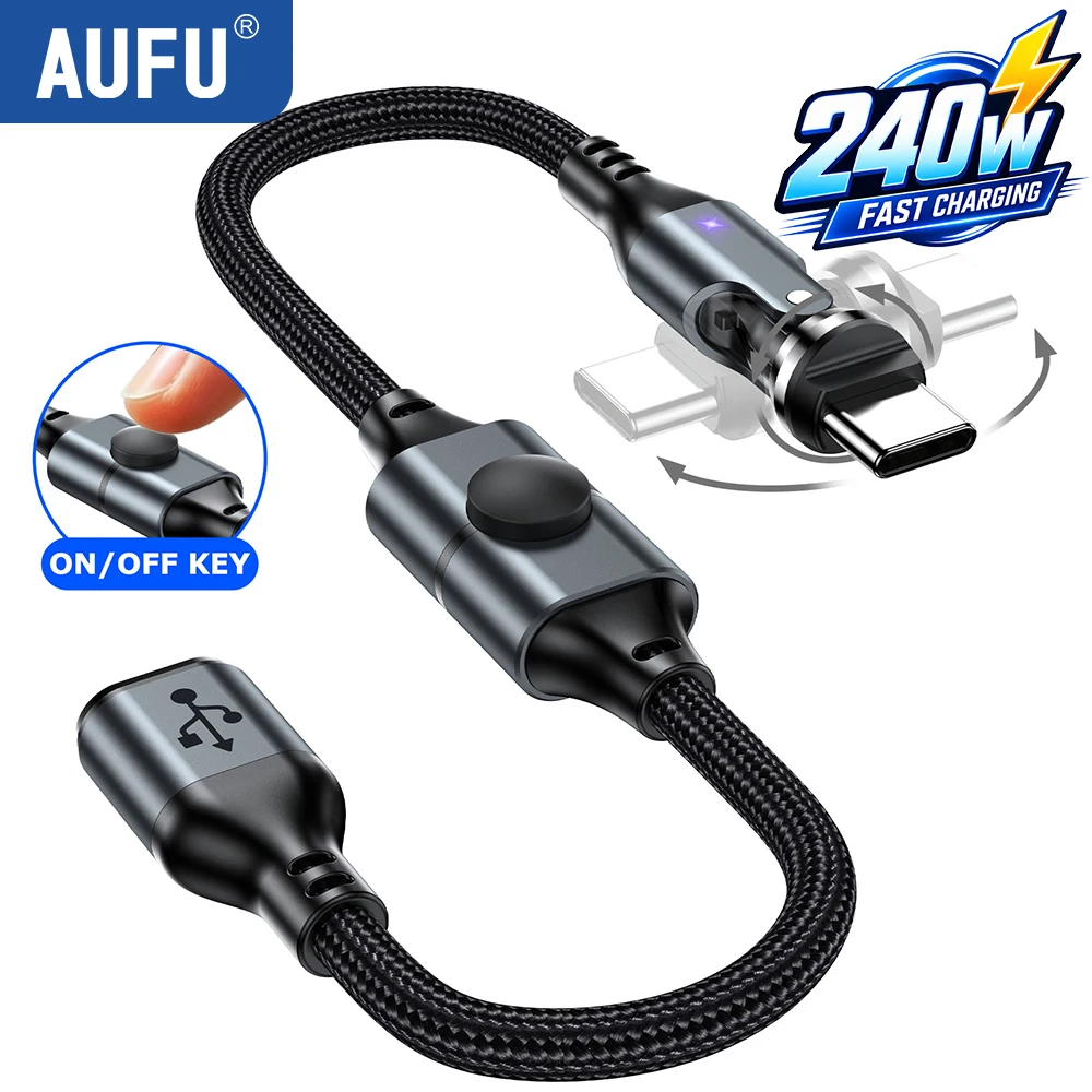 AUFU 240W USB C Extension Cable Type C Extender Cord for MacBook Xiaomi Nintendo Switch Independent Switch USB Extension Cable