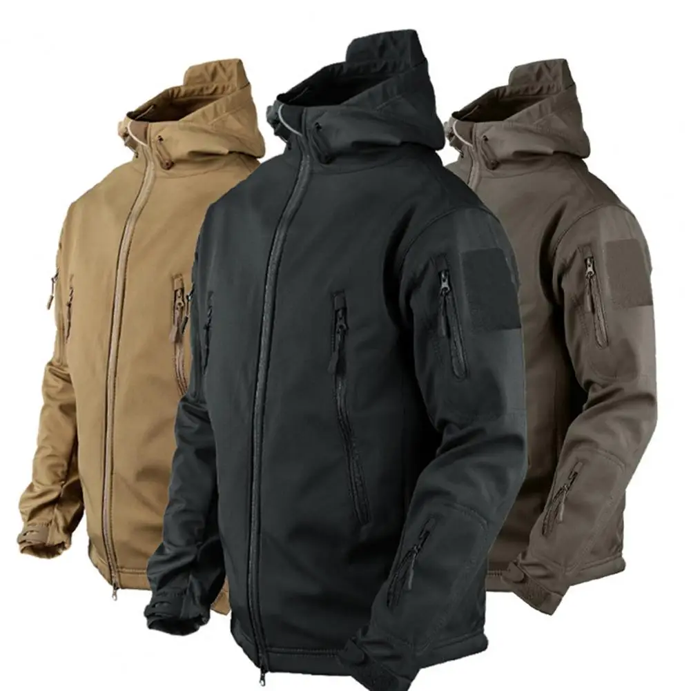 Outdoor Jackets Men Military Field Zipper Placket Windbreaker Waterproof Jacket Mens Hooded Bomber Coats Hiking Men Jacket Coat