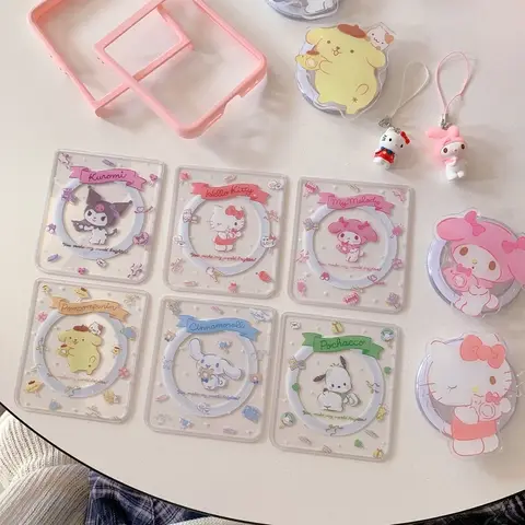 Sanrio हैलो किट्टी मेलोडी कुरोमी मैग्नेटिक ग्रिप होल्डर मैगसेफ वायरलेस चार्ज फ़ोन केस Samsung Galaxy Z Flip 7 6 5 कवर के लिए 8 best sales मैगसेफ एनीमेशन - №8