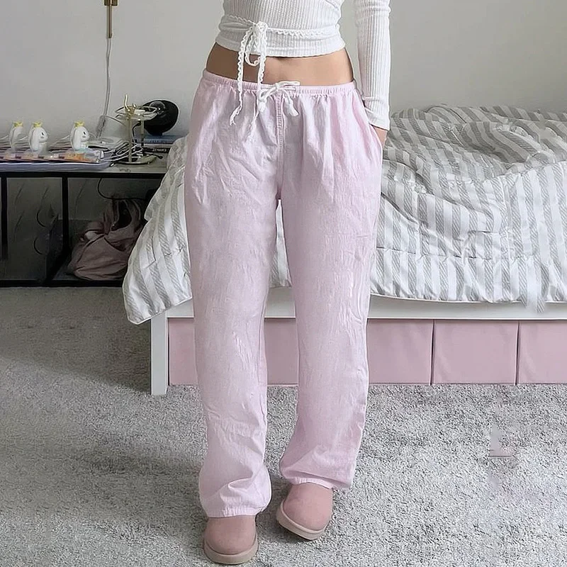 Solid Loose Sweatpants Streetwear Joggers Casual Basic Pink Trousers for Women  Aesthetic Y2K Retro Pants