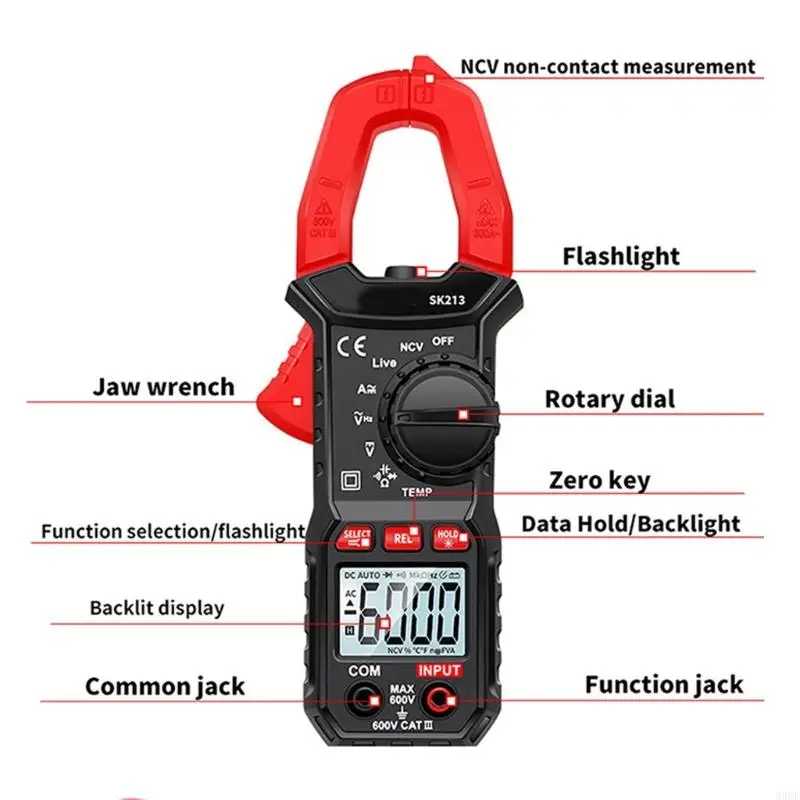 SK213 CLAMP METER Digital Multimeter 600A für Ingenieure und technische Reparaturen 83CF