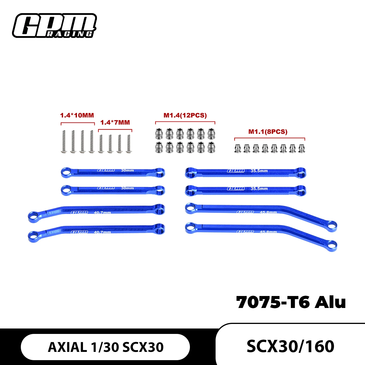 

GPM 7075-T6 ALLOY FRONT & REAR LINK SET For AXIAL 1/30 SCX30 Ford Bronco 4X4 RTR Brushed Rock Crawler-AXI-2048