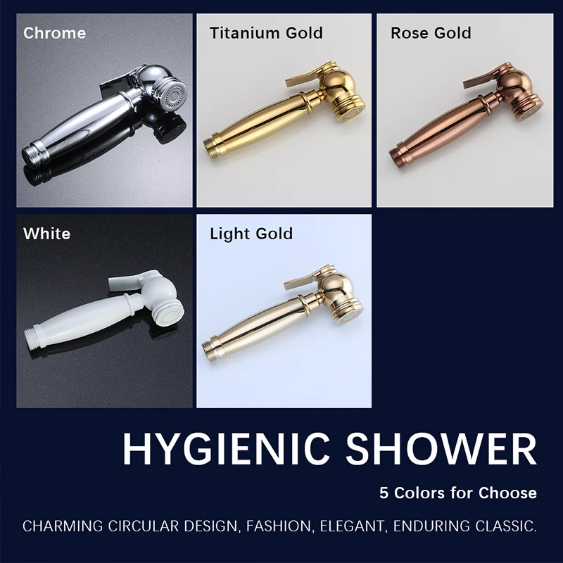 Awolf Titanium Gold Handheld Toilet Bidet Sprayer Solid Brass High Pressure Hygienic Shower Head Shattaf Set Bidet Faucet AP2107