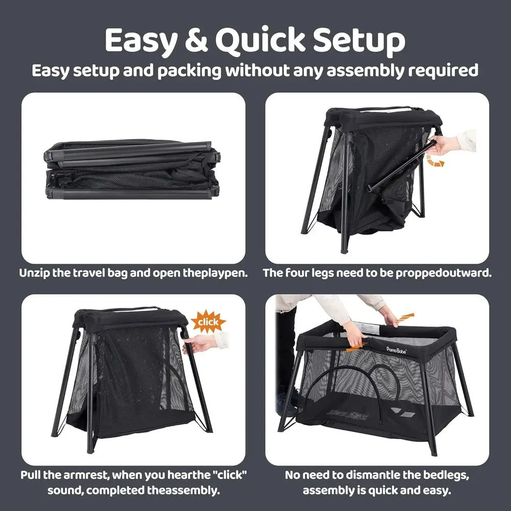 Tragbarer Mini-Spielplatz mit Stubenwagen, leichter Reise-Laufstall für Babys