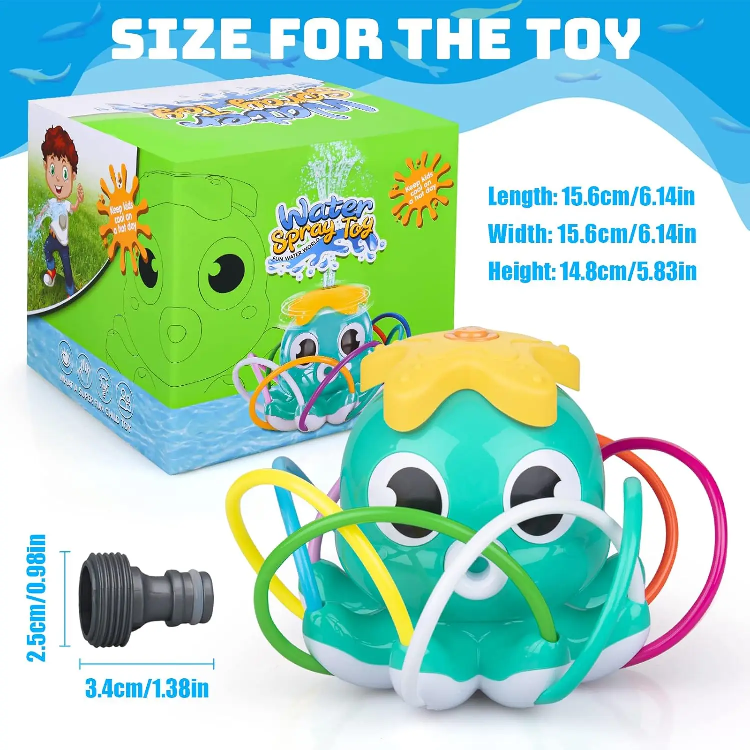 Octopus Waternevel Sprinkler voor kinderen Outdoor Sprinklers Zomer Octopussen Speelgoed met 8 Wiggle Tubes en 2 Slangklemmen