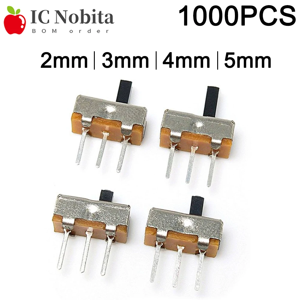 1000PCS SS12D00 Mini Slide Switch 1P2T 3 Pin ON-OFF 2 Position Toggle Switch, Handle Length 2mm 3mm 4mm 5mm High Quality