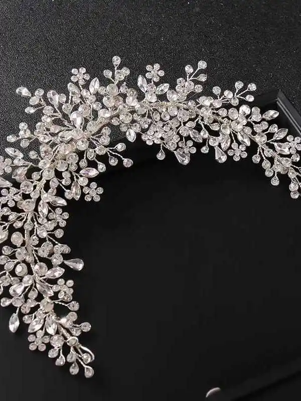 クリスタルラインストーンブライダルウェディングヘッドバンドティアラヘアバンドファッショナブルなウェディングアクセサリーエレガントな花嫁用ヘッドウェア
