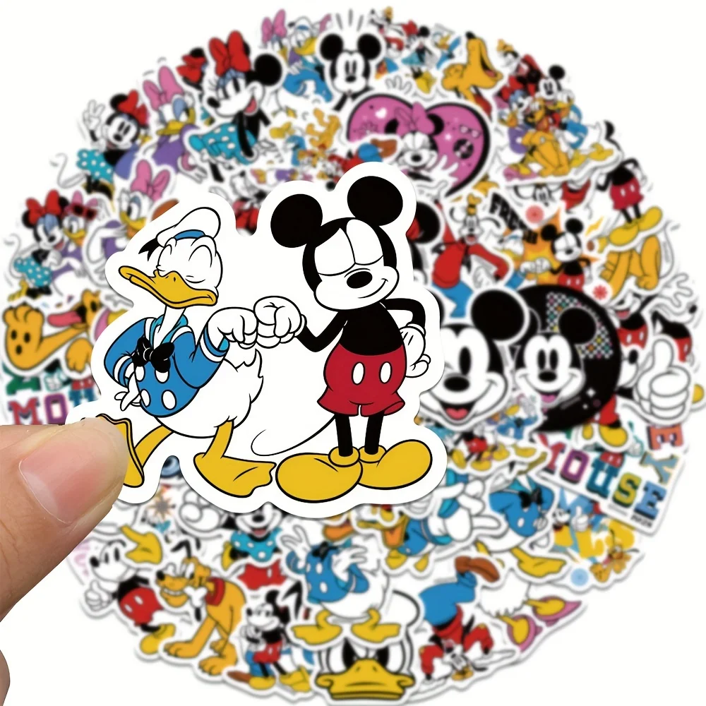 50 Uds. De pegatinas de Mickey Mouse de Disney, bonitas pegatinas multiusos, pegatinas decorativas impermeables para refrigerador, ordenador, juguetes para niños