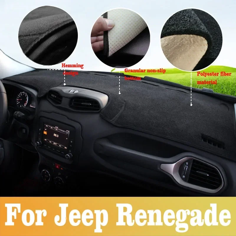 

Для Jeep Renegade BU 2015 ~ 2022 2023 2024 2025 салон автомобиля консоль приборная панель солнцезащитный козырек УФ-антибликовые коврики аксессуары