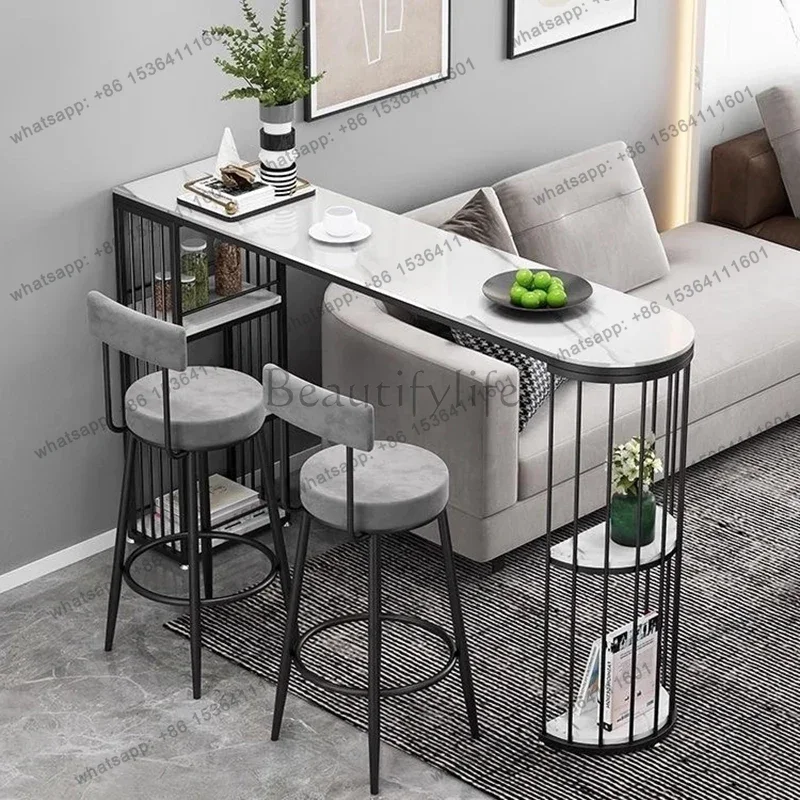 Factory Direct Sales Nordic Luxury Bar Table Living Room Saloon Groggery Lean Against The Wall Bar Table Balcony High Coffee Fur