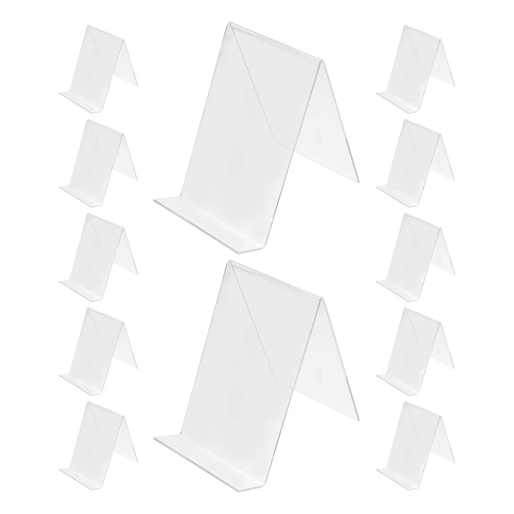 12 قطعة رف كتب شفاف من الأكريليك حامل كتب سطح المكتب حامل عرض منظم لمكتبة المكتب حامل صور منزلي للعرض #4