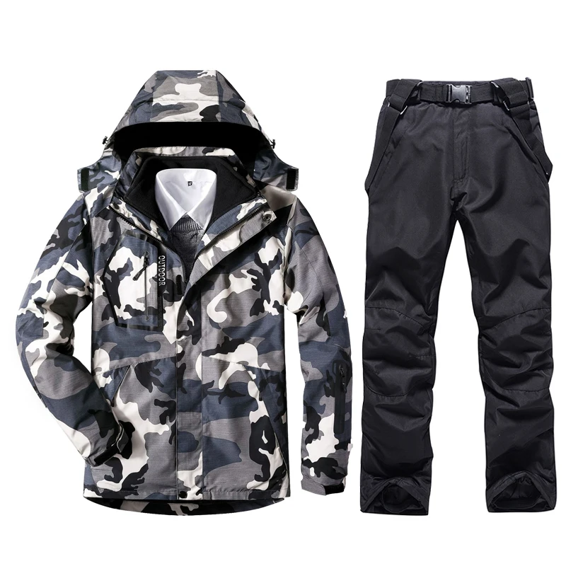 Traje de esquí cálido para hombre, chaquetas de esquí impermeables a prueba de viento, conjunto de chaqueta y pantalones de Snowboard, disfraces de