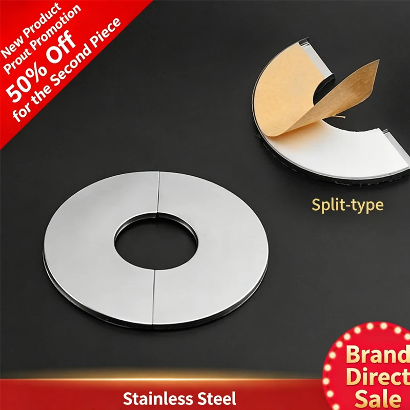 Stainless Steel Decorative Cover Round Wall Hole Split Type Plug for Air Conditioner Hole Water Heater Exhaust Pipe Water Pipe
