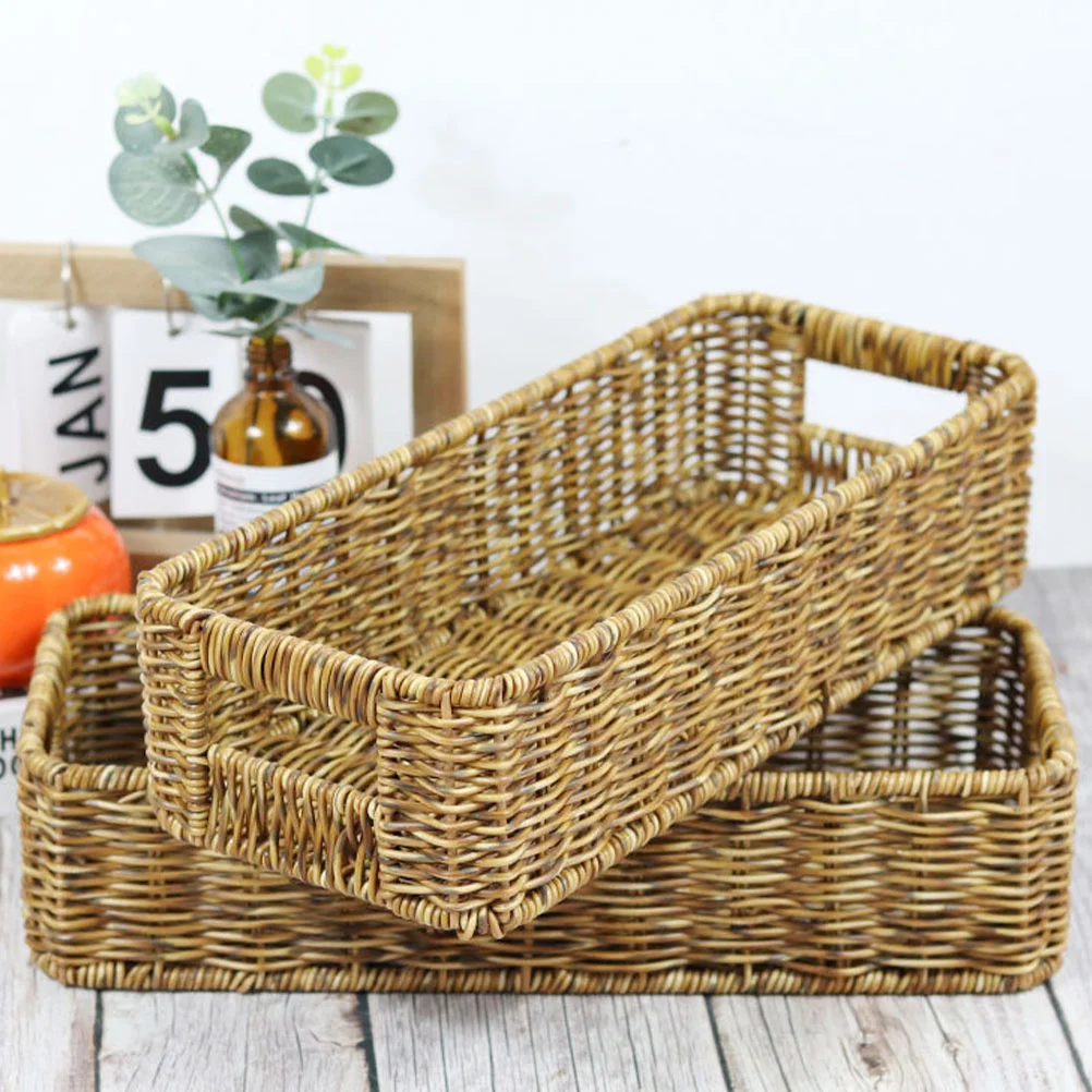 Storage Baskets Seasoning Cutlery Organizer Grocery Food Holder Coffee Multipurpose Woven