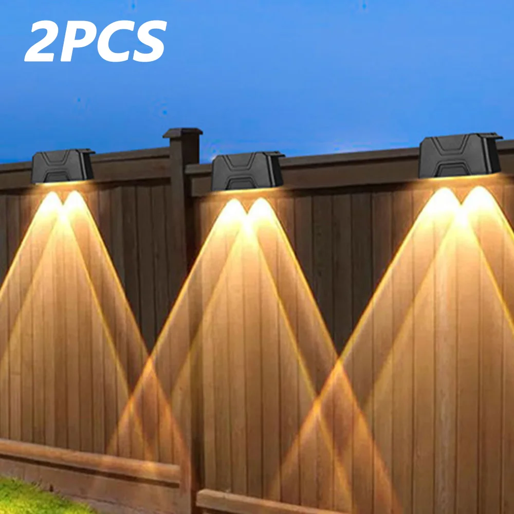 Solar Wall Washing Lamp Waterproof Heat-resistance 2 LED Fence Lights for Wall Porch Backyard Balcony Garden Patio Decor