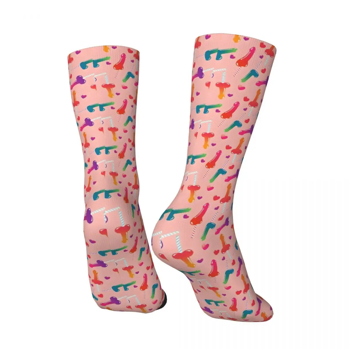 Hip Hop A Colourful Lollipop Penis Seamless Patterm Crazy Men's Socks Unisex Penis Pattern Harajuku Seamless Crew Sock