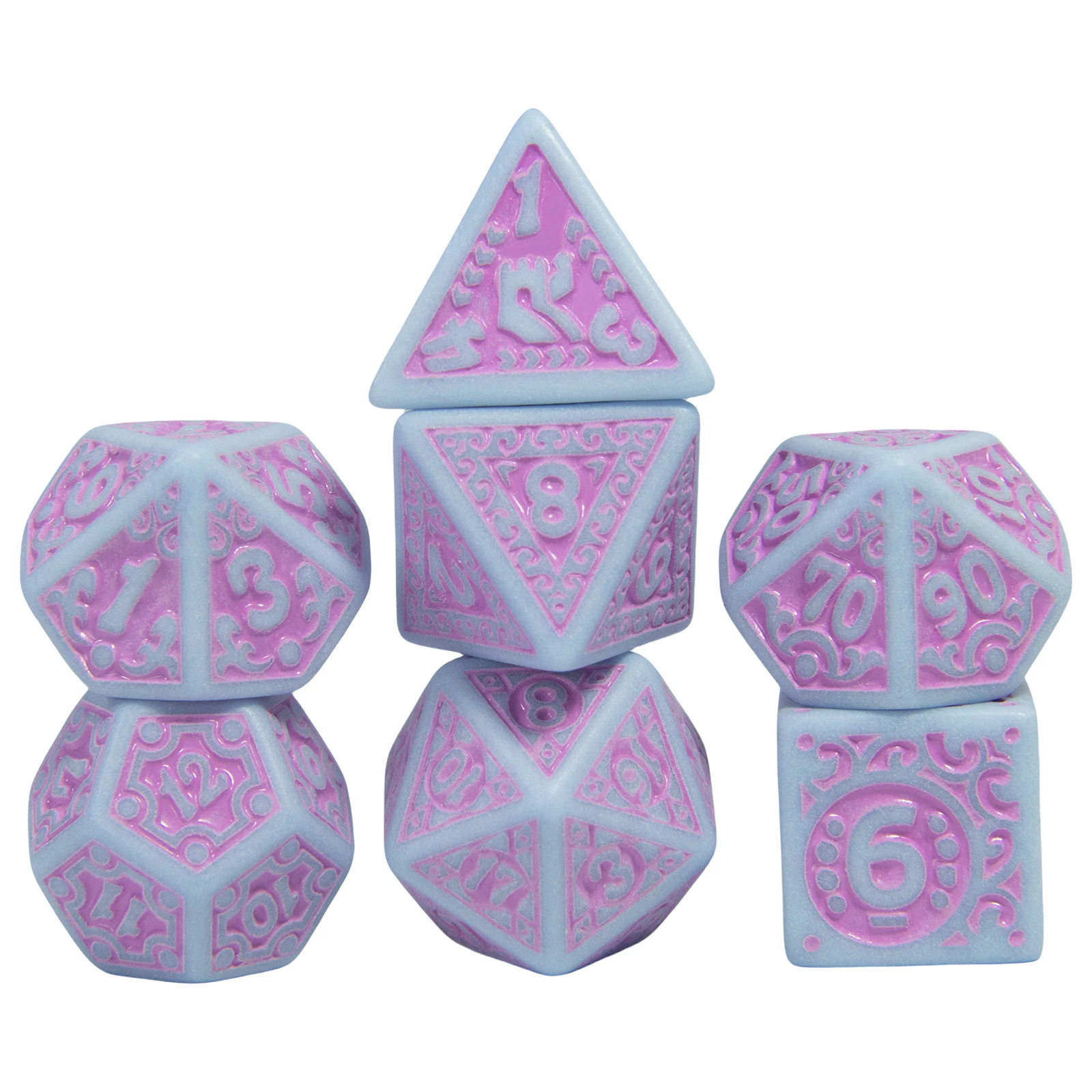 7pcs/set Dice Set Pretty Pattern Plastic Cube for DND Board Game Entertainment Accessories