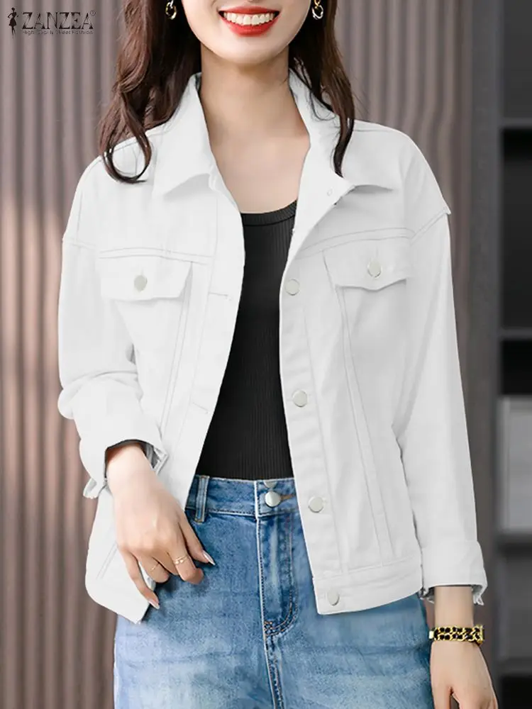Autumn Cardigan Stylish Women Shirt Jackets ZANZEA Lapel Neck Long Sleeve Blouse Causal Tops Thin Coats Female Buttons Up Blusa