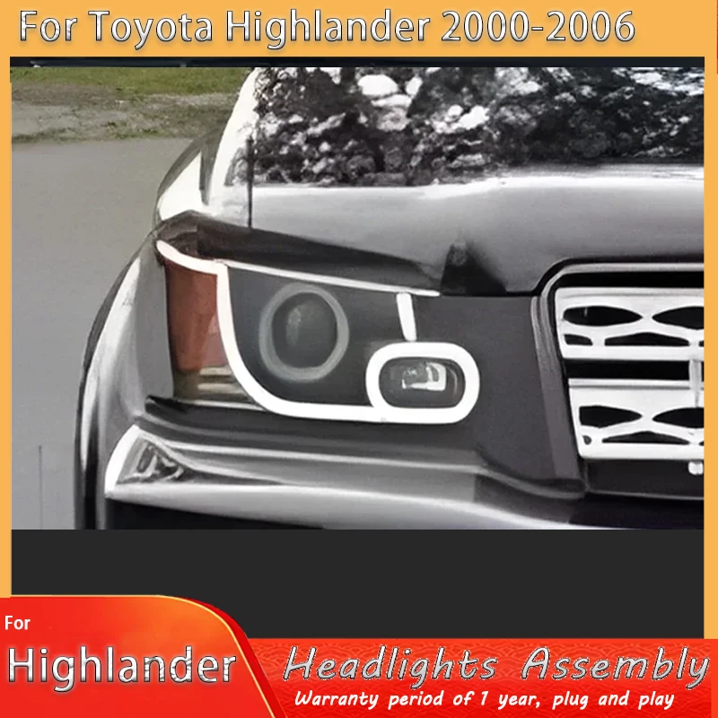 

Автомобильная светодиодная фара + задний фонарь для Toyota Highlander 2001-2007, модифицированная передняя фара с линзой, дневные ходовые огни, указатель поворота DRL