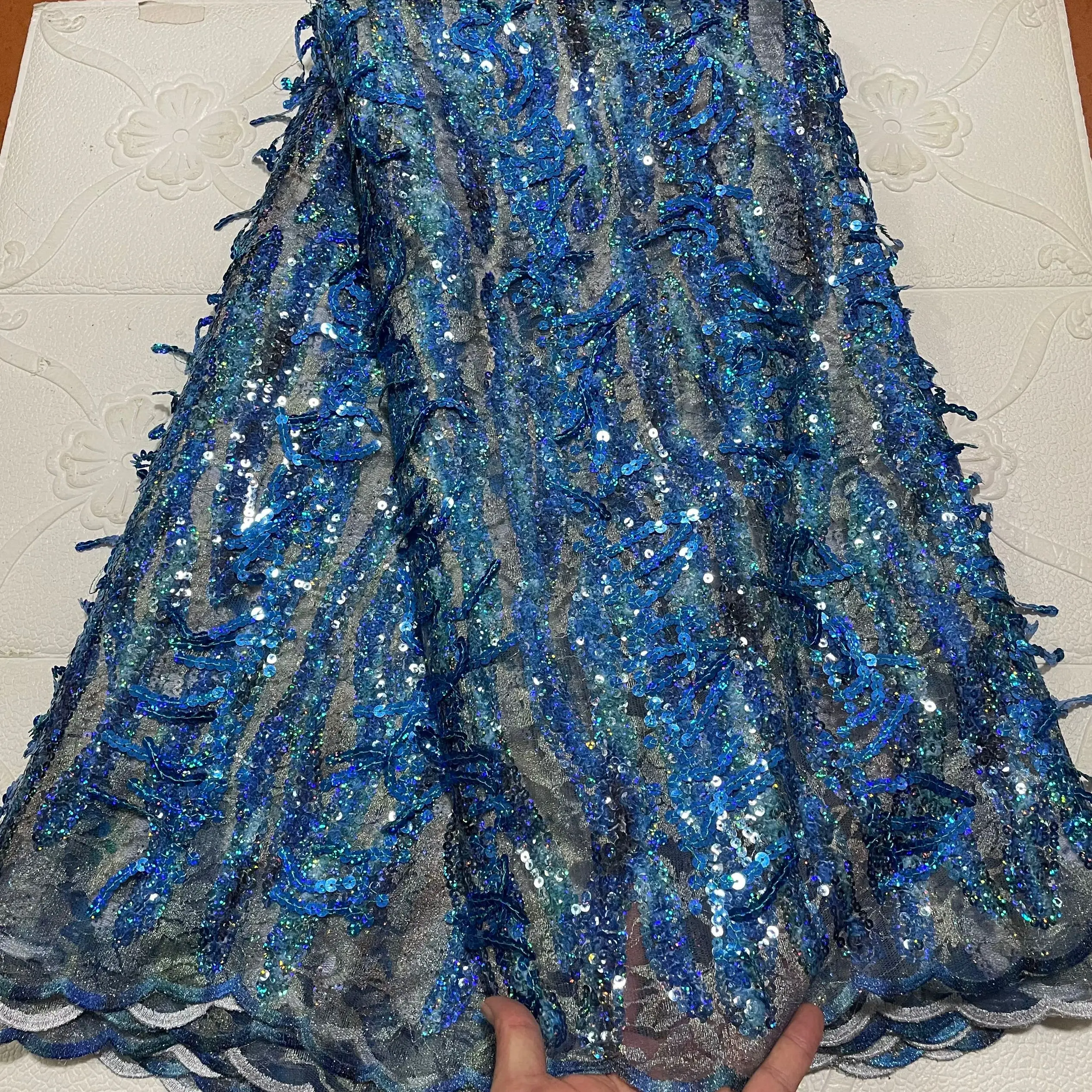 قماش دانتيل للمرأة الأفريقية لملحقات مواد الخياطة 2025 أقمشة أفريقية فاخرة شرابة ترتر Asoebi فستان حفلة ذاتي الصنع 1411 #6