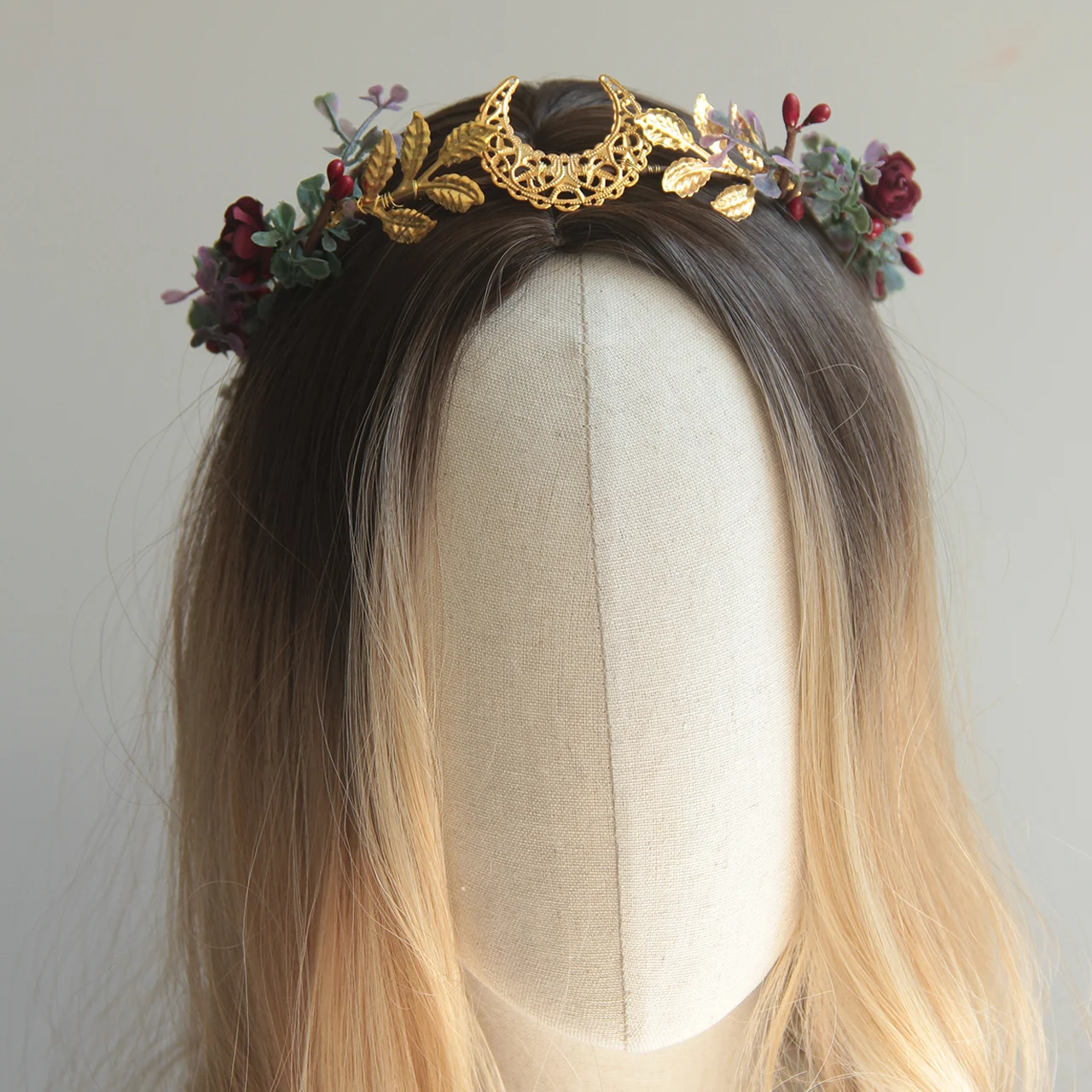 Woodland Elf Headdress Forehead Fairy Headband Retro Greek Goddess Leaf Moon Crown  Moon Headband Renaissance Festival Crown
