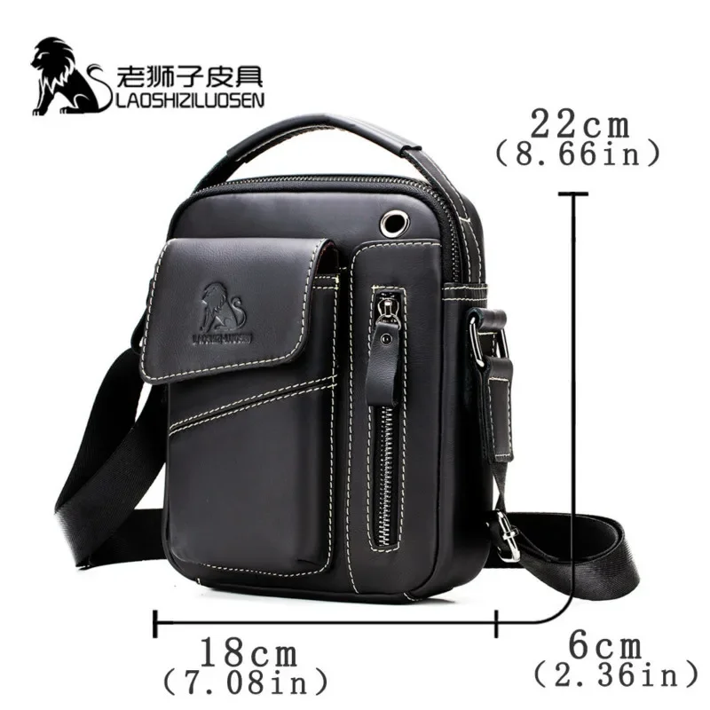 LAOSHIZI حقيقية جلد البقر حقيبة ساعي الرجال حقيبة يد الصدر Crossbody حقيبة كتف حقيبة رجالية Tas الأعمال الصغيرة الذكور Bolsas كيس