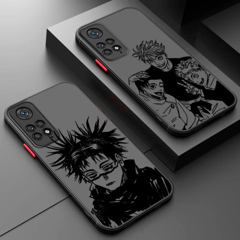 Anime Jujutsu Kaisen Phone Case For Redmi Note 12 11 10 9 8 Pro Plus Pro S T 5G Matte Frosted Translucent Cover