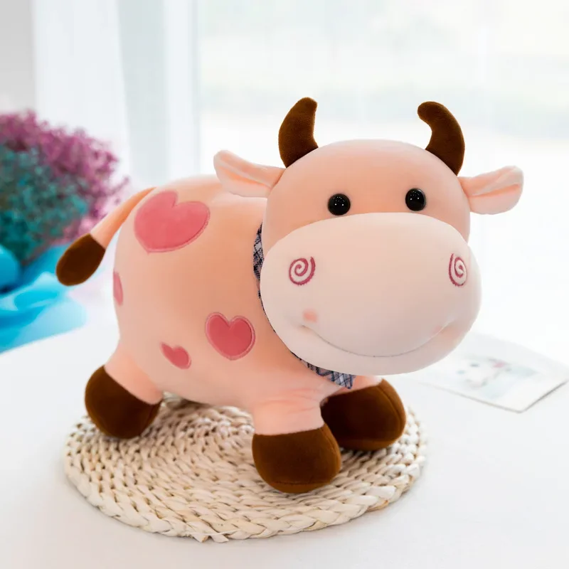 25cm Kawaii Cow Plush Toys Pillow Soft Stuffed Cute Animals Doll Cartoon Cattle Plush Doll Home Decor Birthday Gift For Girls