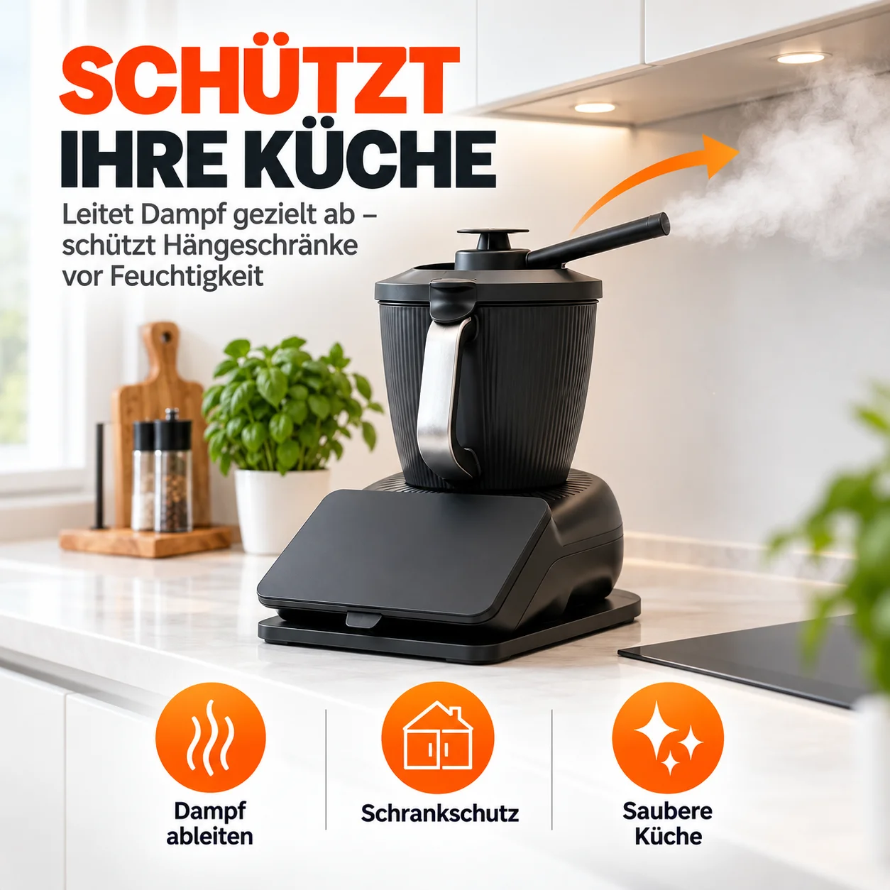 360 °   Steam Deflector Compatible with Thermomix Tm7, Rotatable Steam Deflector Guard, Kitchen Cabinet and Wall Hanging Cupboard Protection