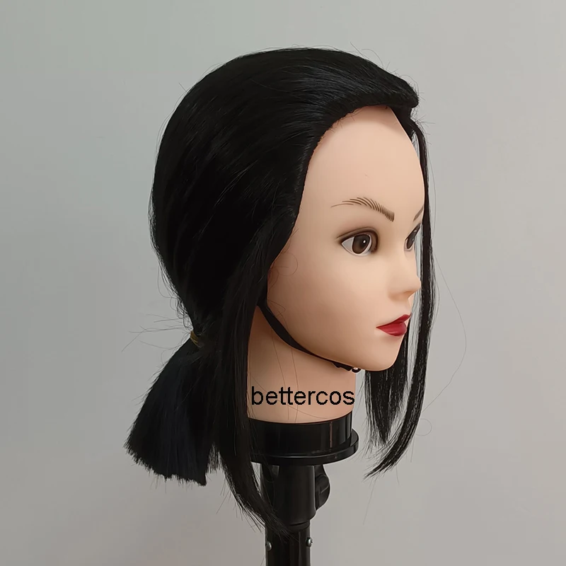 Mori Ogai Cosplay Wig Customized Short Black Pigtail Heat Resistant Synthetic Hair Wigs + Wig Cap