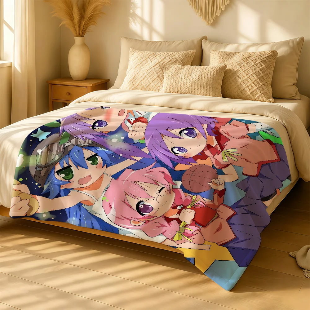 Anime L-Lucky S-StarS Blanket For Soft Warm Knee For Bedroom Living Room Bed Sofa Camping Picnic Office Gift