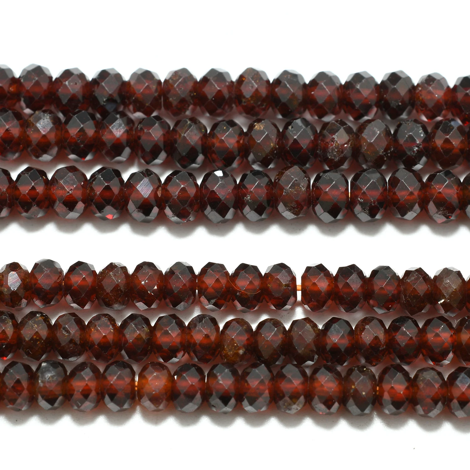 Natural Dark Malaya Garnet Faceted Rondelle Beads 4.8mm / 5.4mm, Thickness About 3.5mm, Good Price