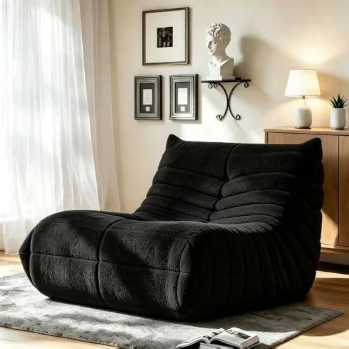 Extra-Large Floral Bean Bag Sofa for Adults • Ultra-Soft Fleece Cover • High-Density Shredded Memory Foam Fill • Ergonomic Full-