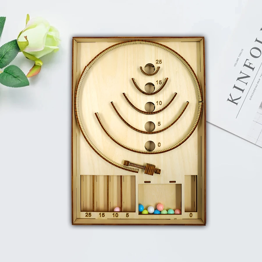 

OUZEY Mechanical Pinball Puzzle Game, Hand-Cranked DIY Tabletop Model, Unique Party & Social Gift Idea