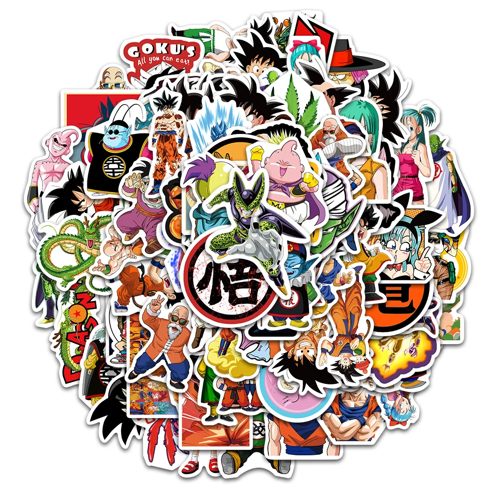 50/100Pcs Anime Dragon Ball Stickers for Kids Graffiti Skateboard Laptop Water Bottle Motorcycle Cartoon Sticker Toy Decal