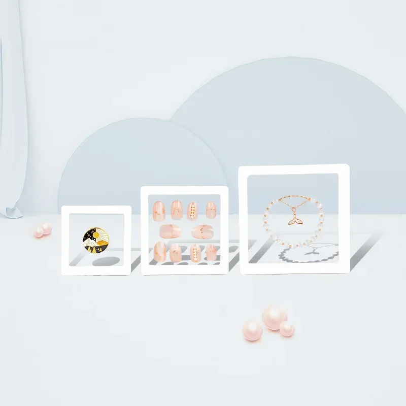 Wholesale PET Floating Picture Frame Shadow Box Jewelry Display Stand Holder Protect Jewellery Diamond Presentation Case