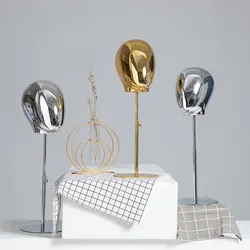 Eletric Plated Gold/Silver Female/Kids Mannequin Head For Hat Wigs Display