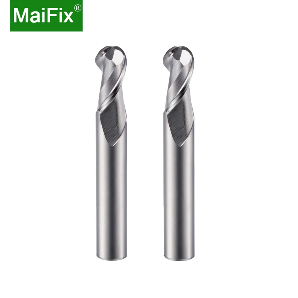 MaiFix 1PCS HRC65 HRC55 HRC45 2 Flute Tungsten  CNC Cutting Tools High Hardness Stainless Steel Coating Ball Cutter