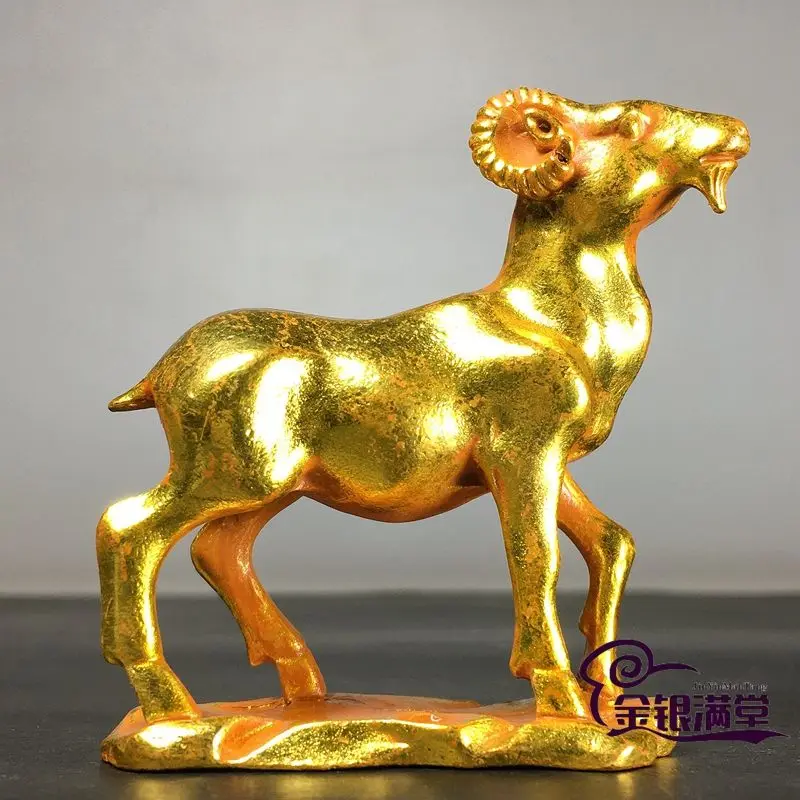 Gilt Zodiac sheep wealth sheep Ornament Decoration Tea Pet Figurines Desk Decor Accessories
