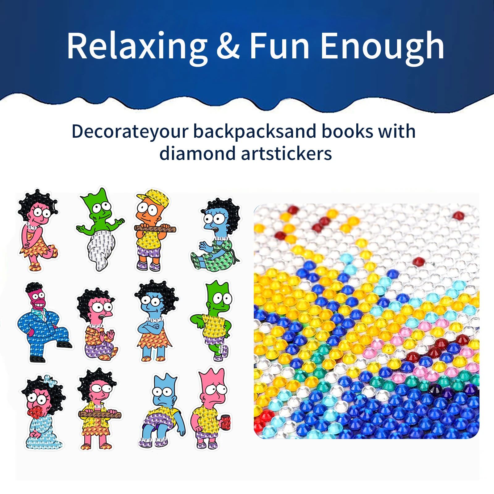 Children Diamond painting DIY Cartoon Car Simpson Handmade Materials for making point Drill Draw Random Stick Use imagination