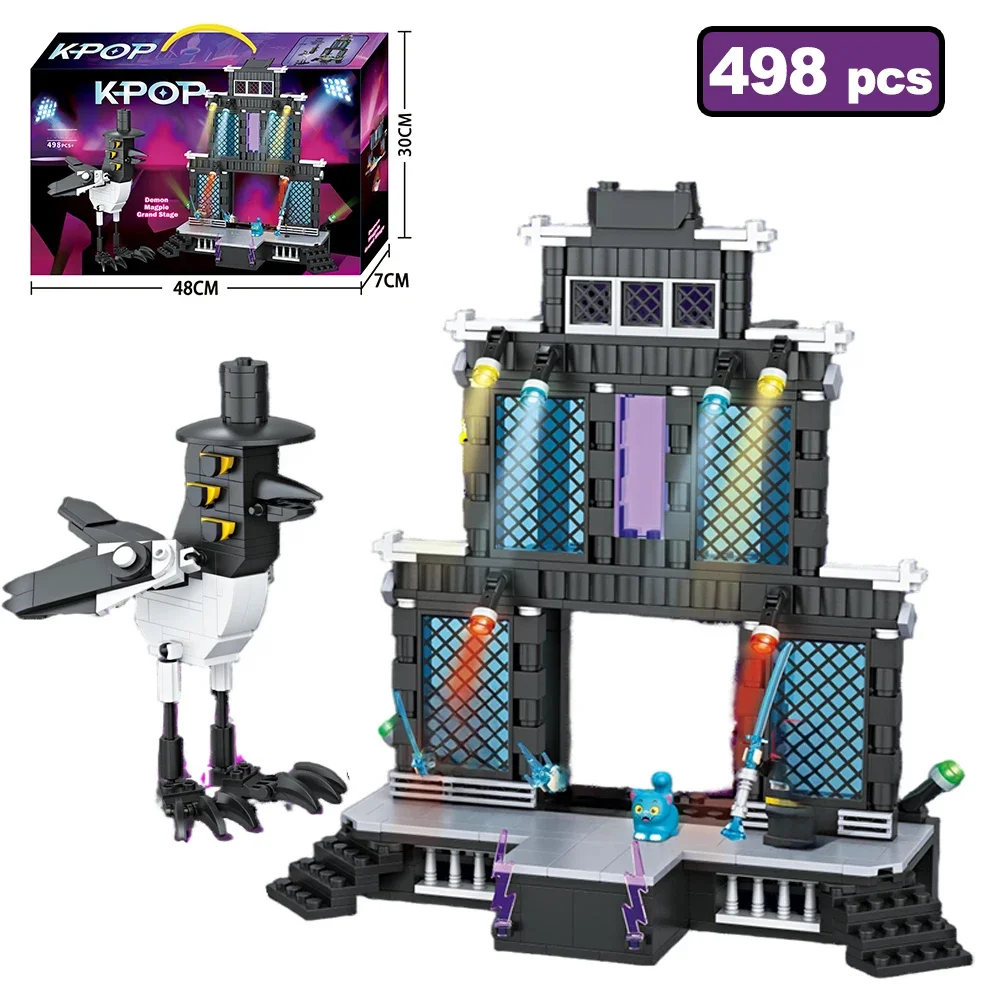 498 pièces de blocs de construction de la série Scène de rue de la ville, MOC Musique pop coréenne Demon Magpie Grand Scène, jouets à assembler, briques, cadeaux
